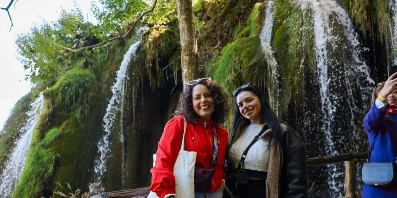 Cascading waterfalls and emerald pools seen on a Plitvice Lakes National Park tour from Zadar, Croatia