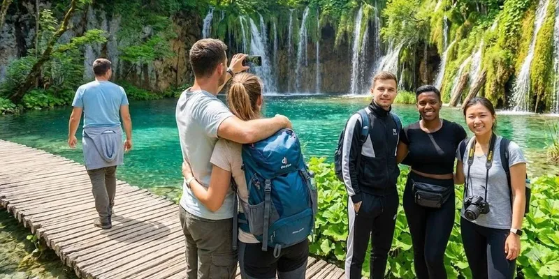 Terraced turquoise lakes and forest on a Plitvice Lakes National Park tour from Zagreb with Rastoke, Croatia